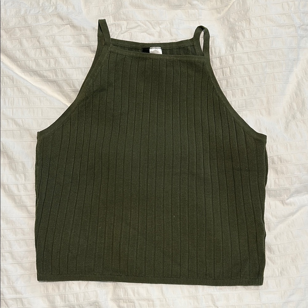 H&M Olive Green Ribbed Tank Top